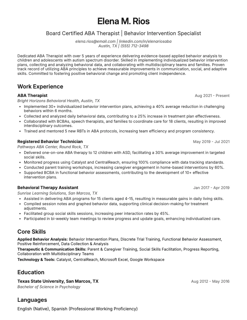 Instructional Aide Resume Example