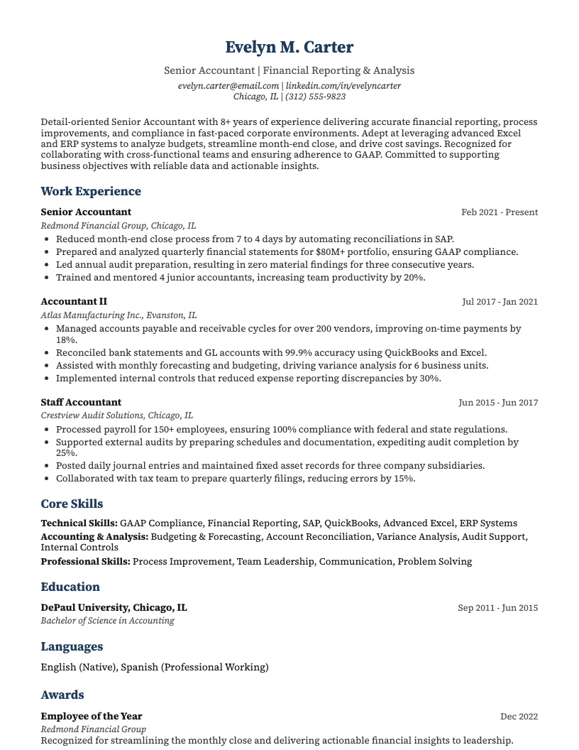 Accounting Resume Examples Resume Example