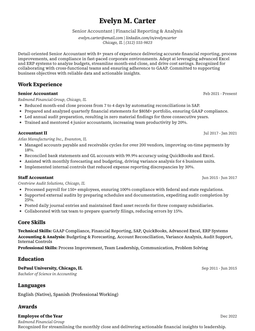 Accounting Resume Examples Resume Example
