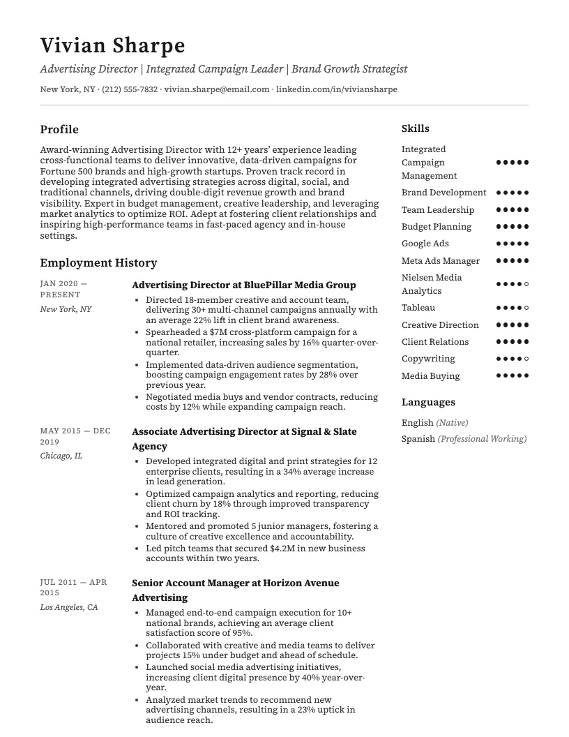 Director of Quality Resume Example