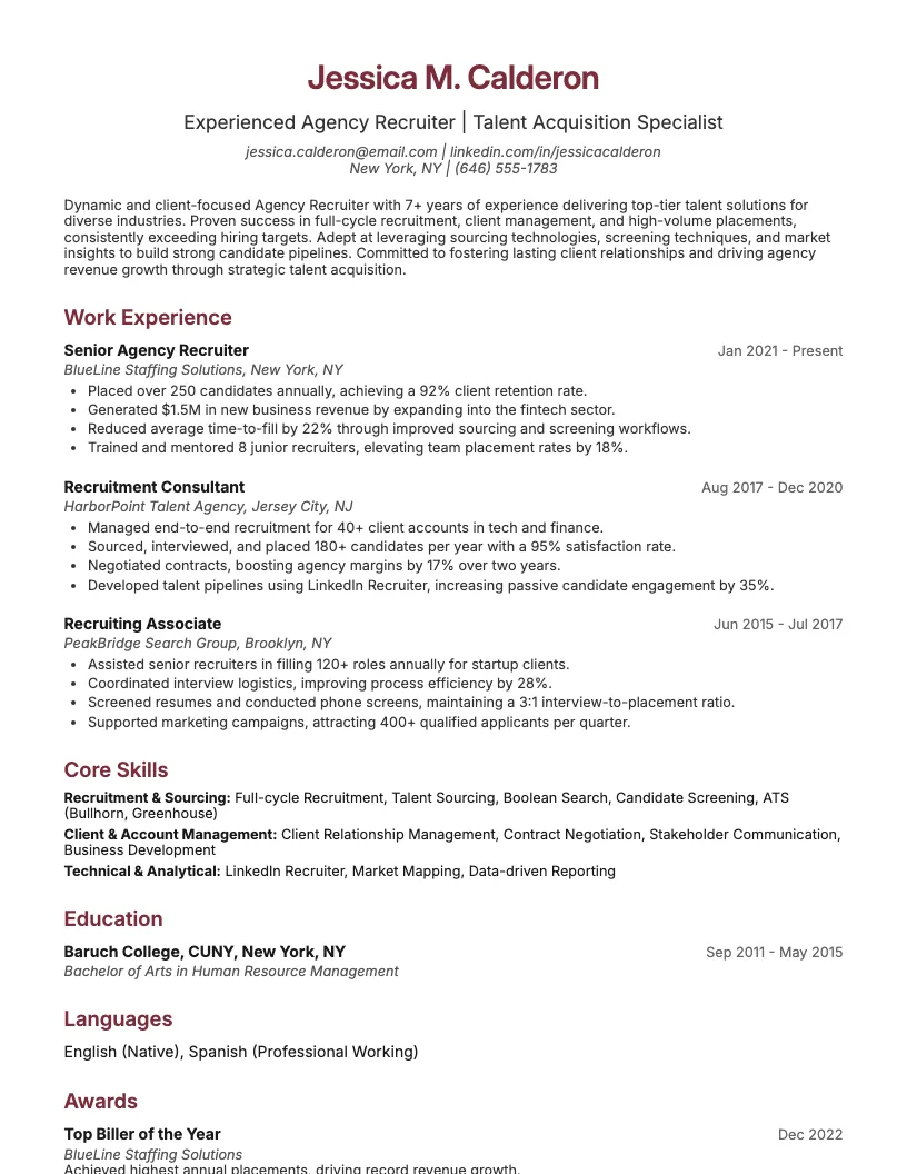 Human Resources Consultant Resume Example