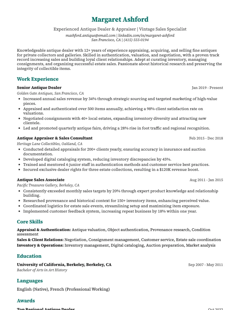 Wine Consultant Resume Example