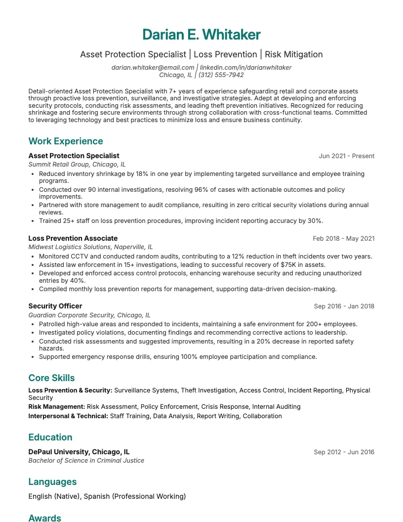 Unarmed Security Guard Resume Example