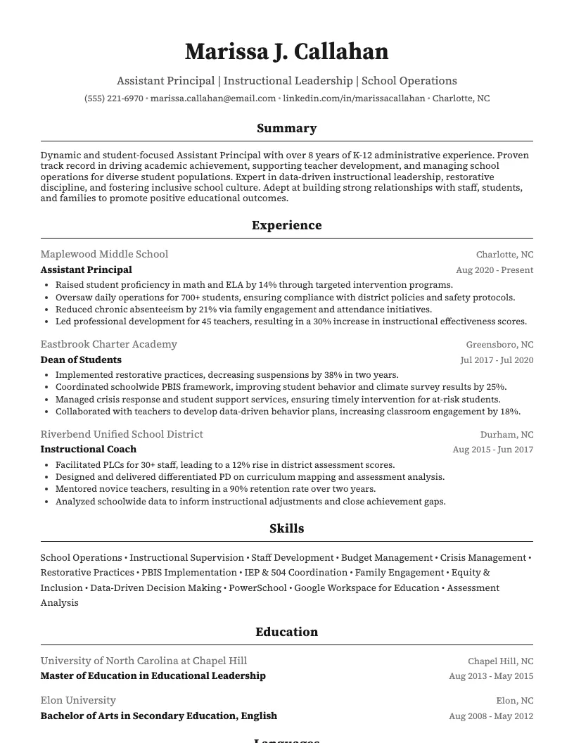 Teaching Assistant Resume Example