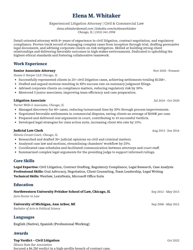 Estate Planning Advisor Resume Example