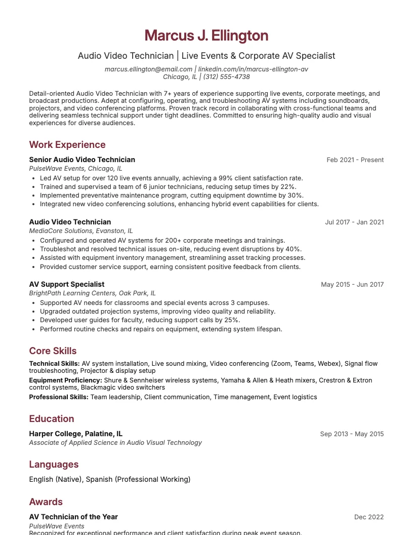 Network Operations Center (NOC) Technician Resume Example