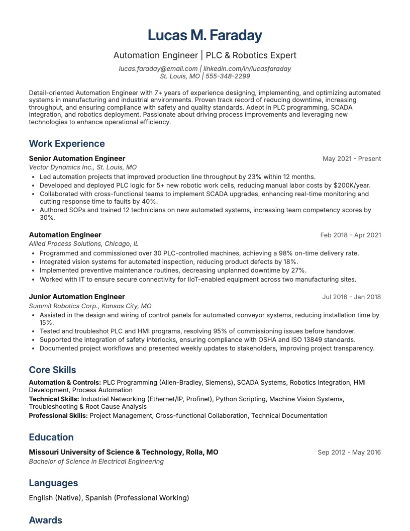 Software Test Engineer Resume Example