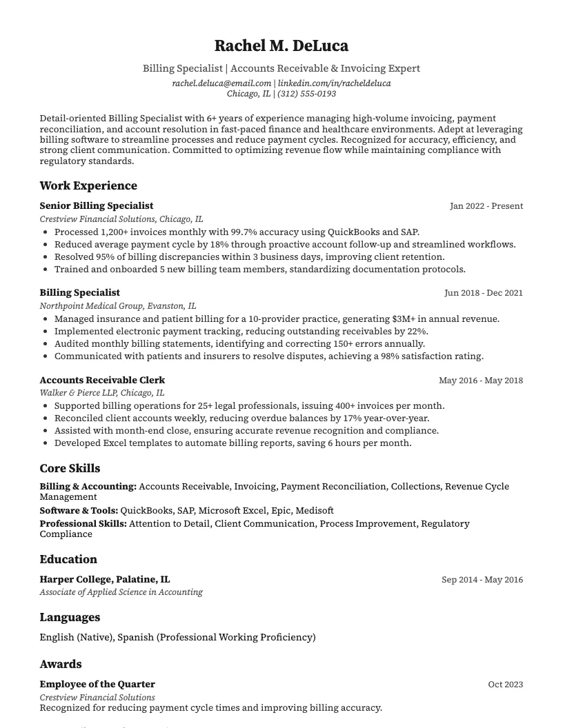 Document Specialist Resume Example