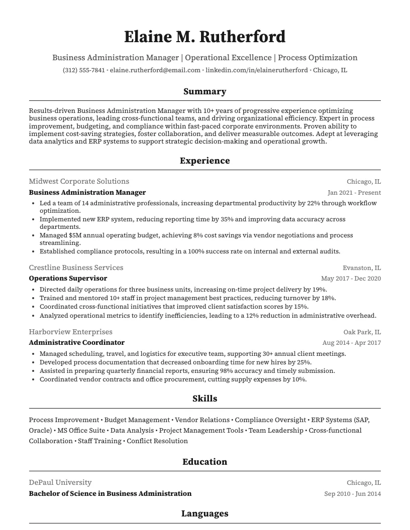Quality Supervisor Resume Example