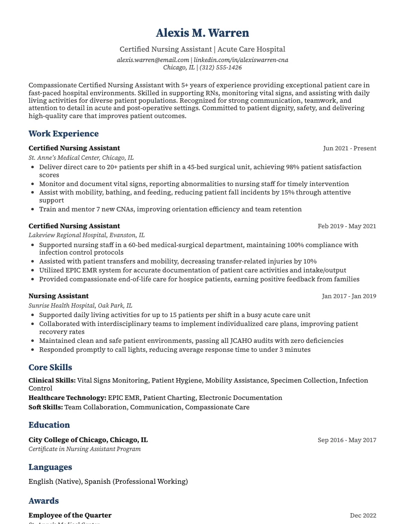 Hospitalist Resume Example