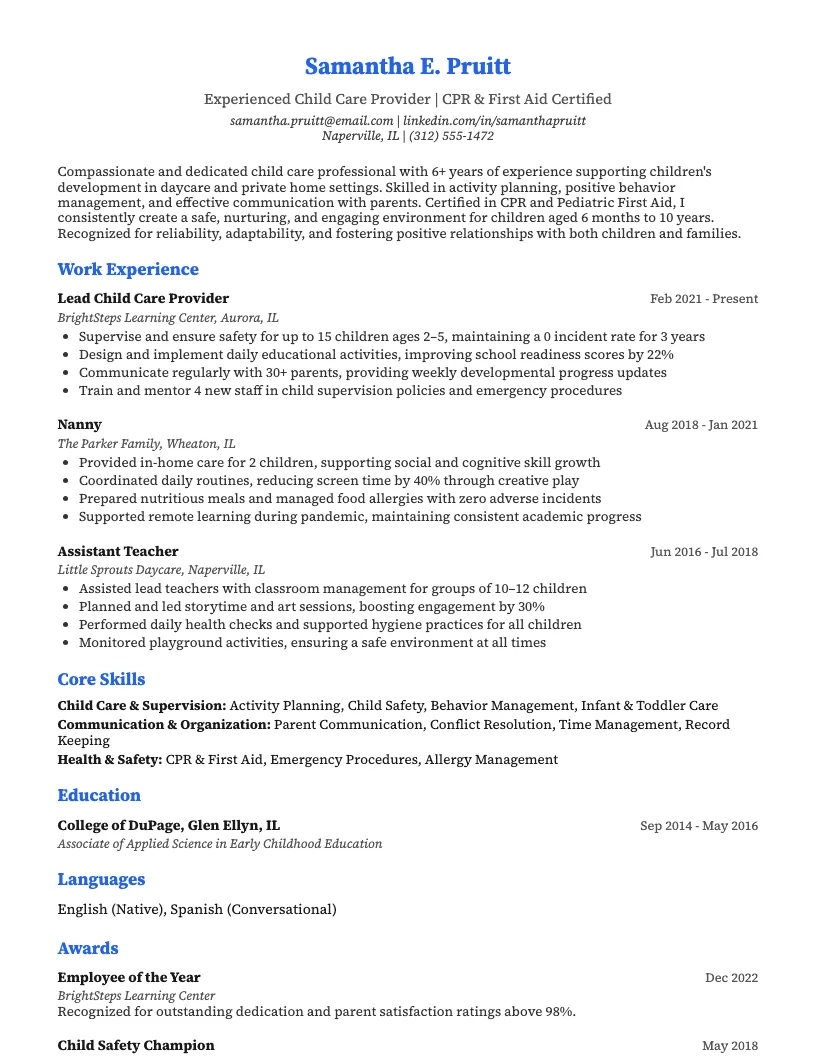 Classroom Assistant Resume Example