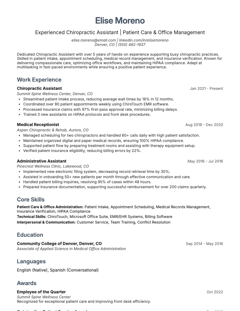 Physical Therapy Assistant Resume Example