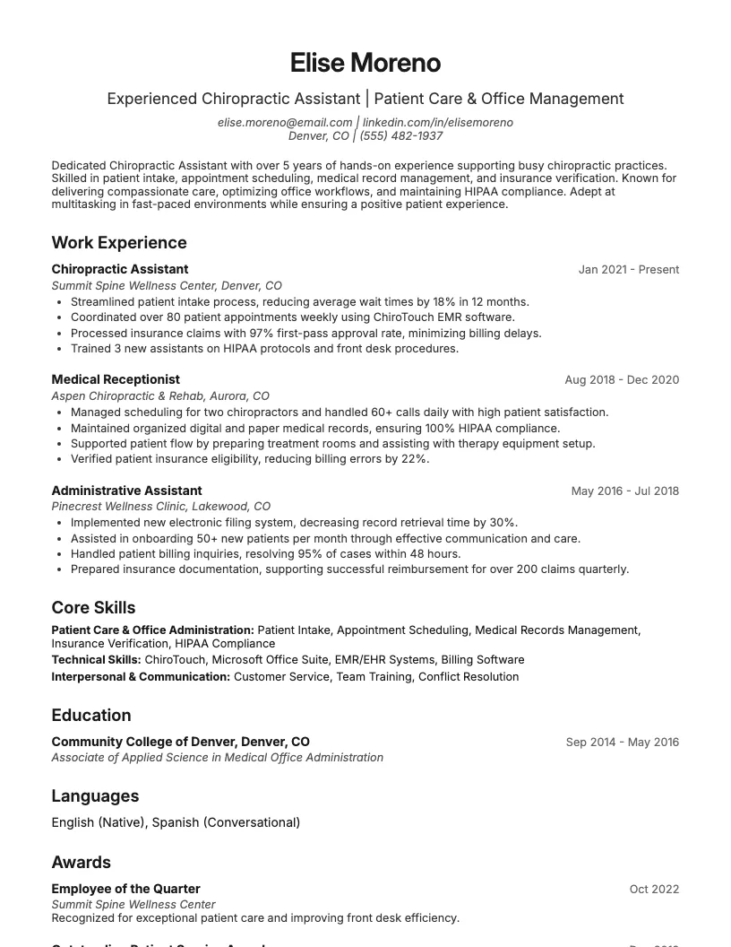 Orthopedic Physician Assistant Resume Example