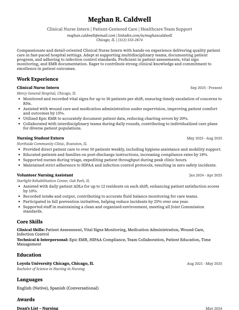 New Graduate Registered Nurse Resume Example