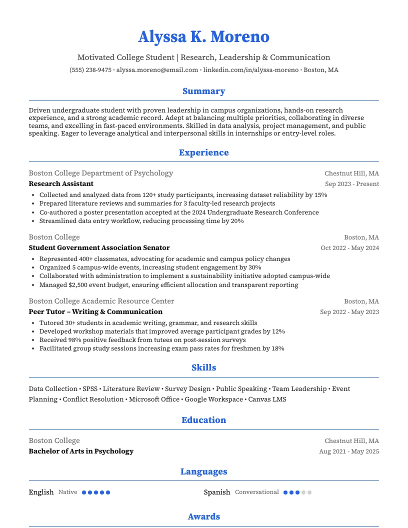 College Resume Examples Resume Example