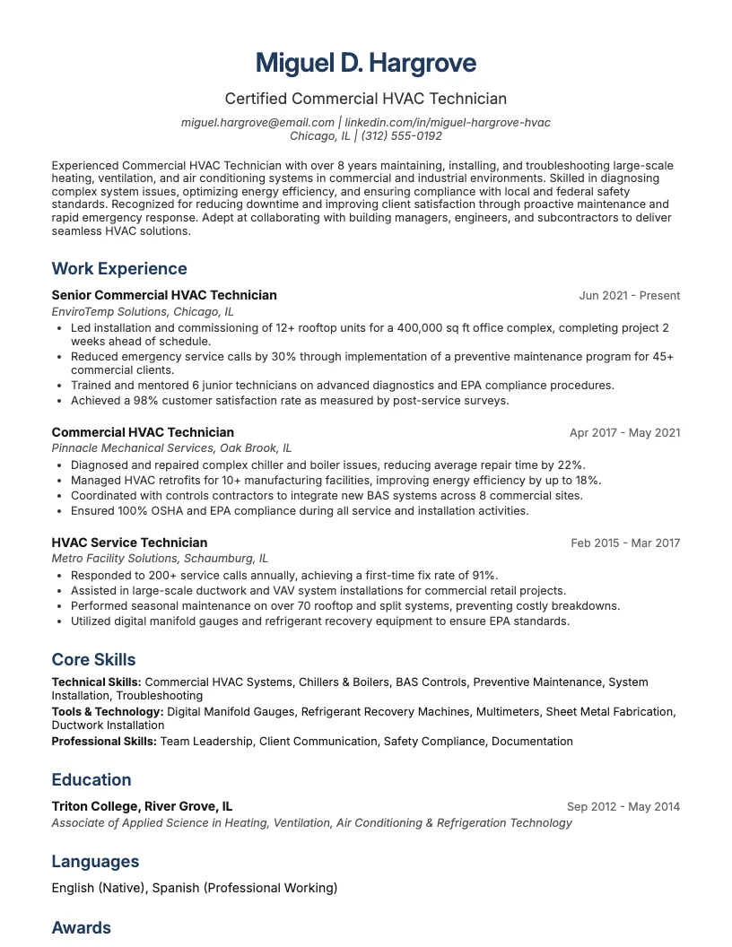 Building Engineer Resume Example
