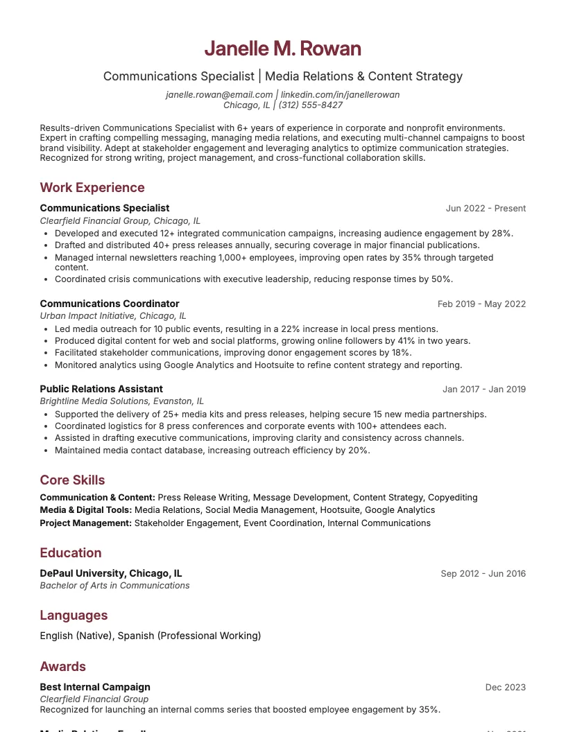Localization Specialist Resume Example