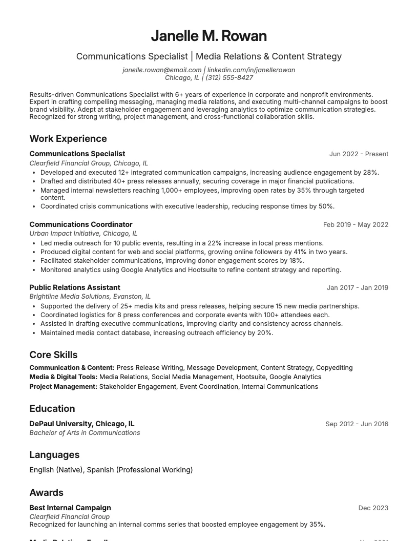 Social Media Strategist Resume Example