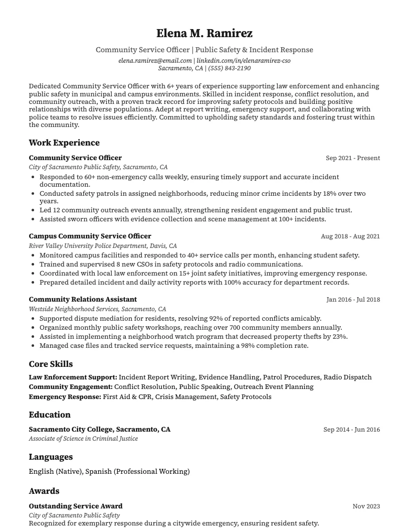 Armed Security Guard Resume Example