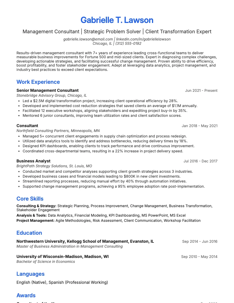 Consulting Resume Examples Resume Example
