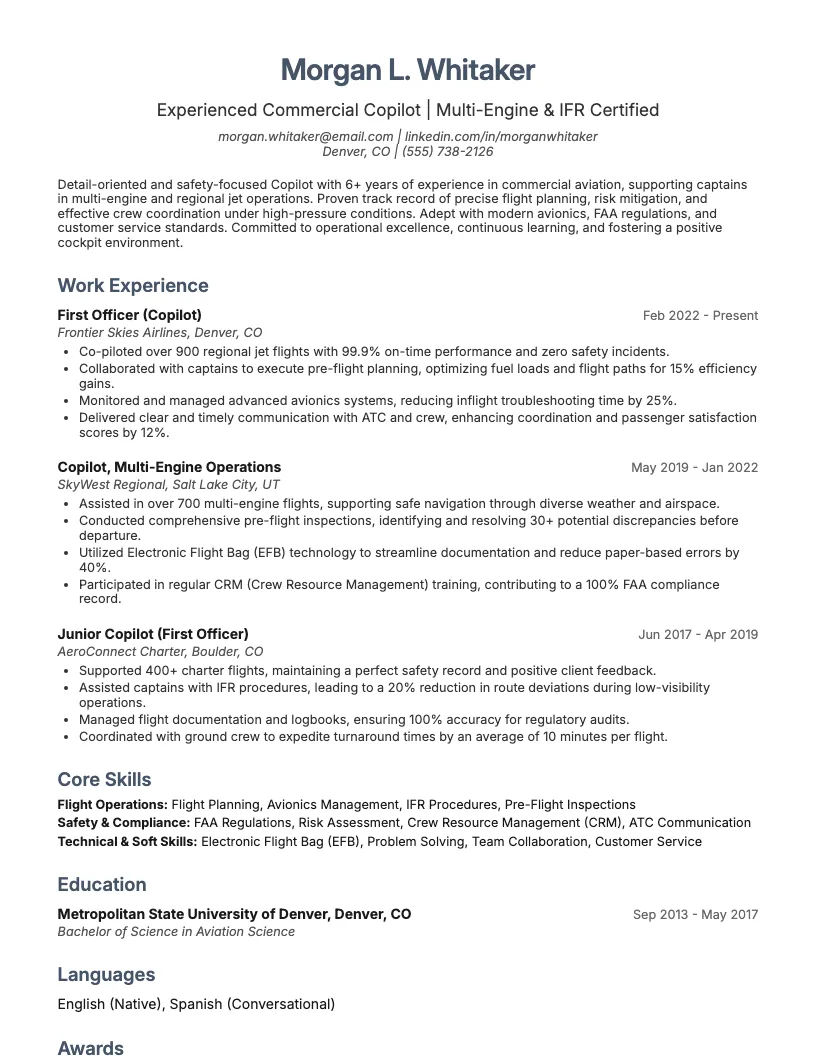 Copilot Resume Example