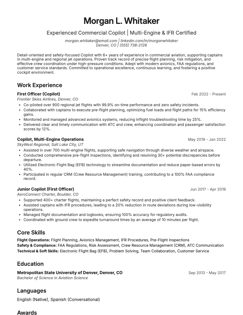 Copilot Resume Example