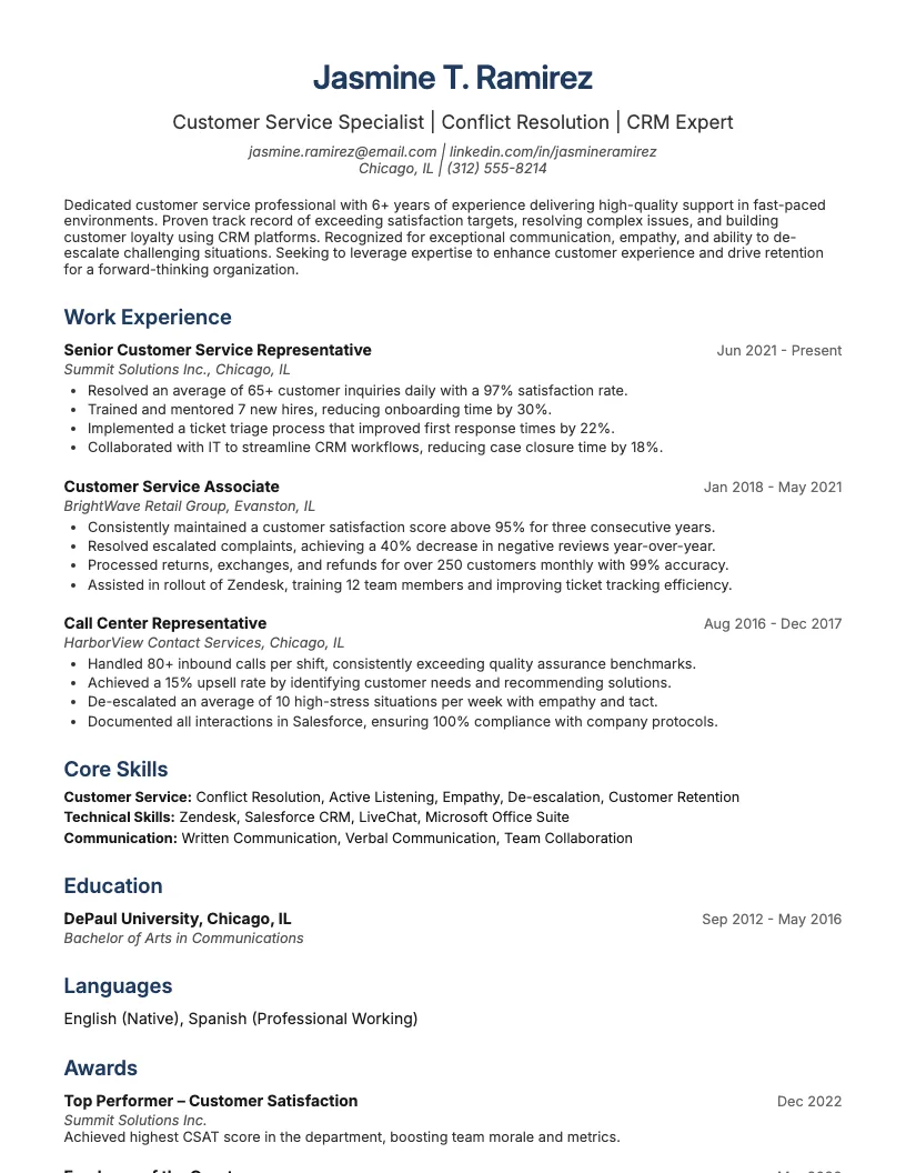 Customer Service Resume Examples Resume Example