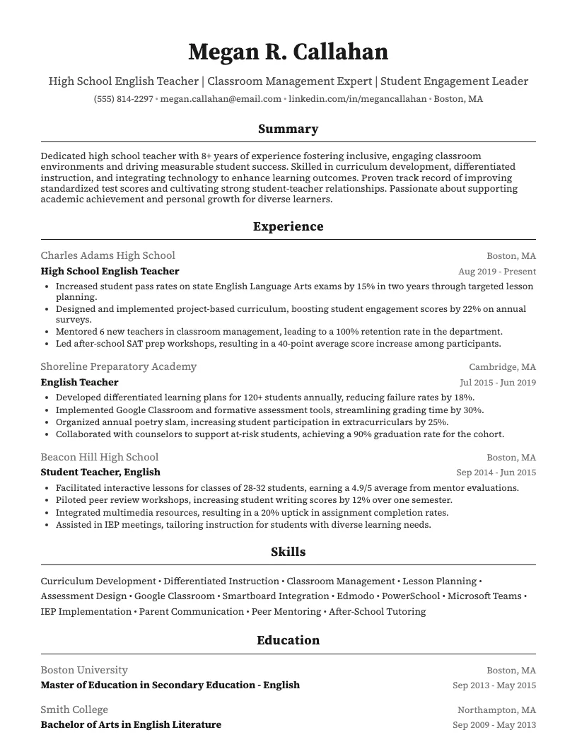 High School Teacher Cover Letter Example Resume Example
