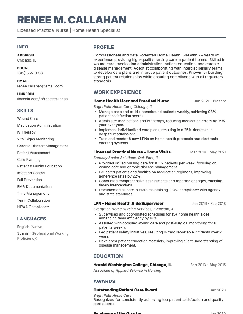 Home Health Lpn Resume Example