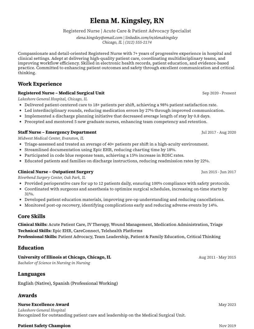 Medical Resume Examples Resume Example