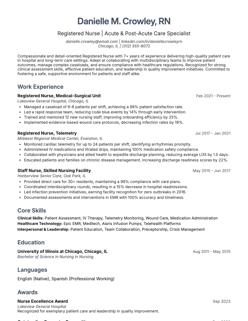 Nurse resume example