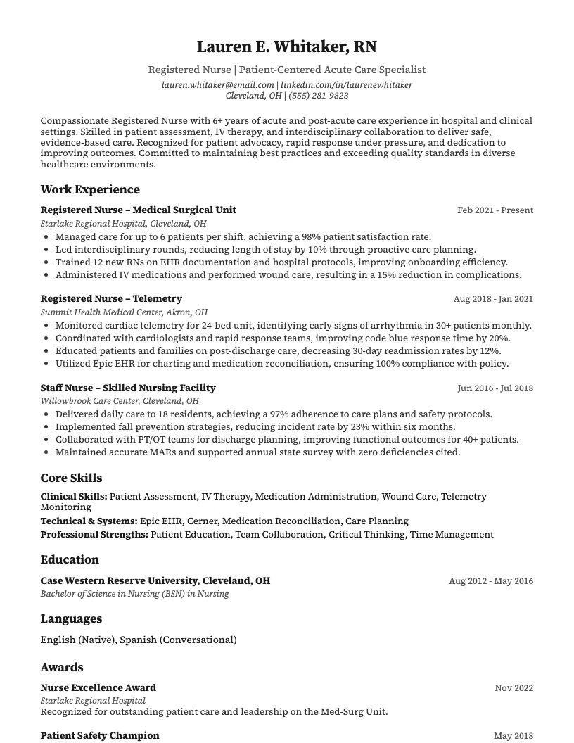 Rn Resume Example